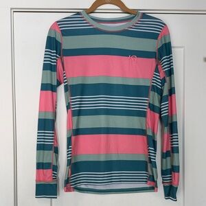 Kari Traa SJOLVSAGT Long Sleeve Base Layer Top - Medium - Pink Stripe